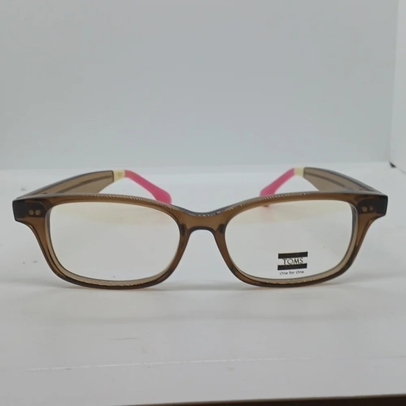 NWT WOMEN'S TOMS EYEGLASS FRAMES ESTHER CLEAR BROWN PINK - Picture 1 of 4